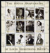 Mordovia Republic 2001 Louis Armstrong perf sheetlet #2 (yellow text) containing set of 12 values complete unmounted mint