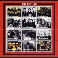 Karakalpakia Republic 2002 The Beatles perf sheetlet containing set of 12 values unmounted mint