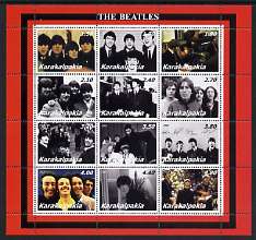 Karakalpakia Republic 2002 The Beatles perf sheetlet containing set of 12 values unmounted mint