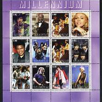 Tatarstan Republic 2001 Millennium Personalities perf sheetlet containing set of 12 values unmounted mint (Madonna, Hendrix, Satchmo, Ali, Marilyn, The Stones, Beatles etc)