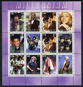 Tatarstan Republic 2001 Millennium Personalities perf sheetlet containing set of 12 values unmounted mint (Madonna, Hendrix, Satchmo, Ali, Marilyn, The Stones, Beatles etc)