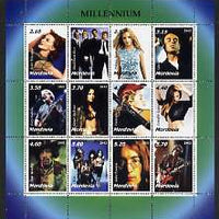 Mordovia Republic 2002 Millennium Personalities perf sheetlet containing set of 12 values unmounted mint (Madonna, Hendrix, Jagger, Lennon, Kiss etc)