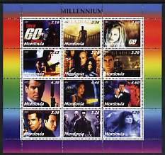 Mordovia Republic 2002 Millennium Personalities (Films) perf sheetlet containing set of 12 values unmounted mint (Gladiator, James Bond etc)
