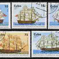 Cuba 1996 Capex 96 Stamp Exhibition (18th Century Sailing Ships) perf set of 5 values cto used, SG 4073-77