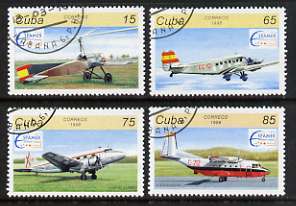 Cuba 1996 Espamer 96 Stamp Exhibition (Aircraft) complete perf set of 4 values cto used, SG 4058-61