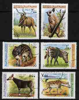 Somalia 1999 Wild Animals complete perf set of 6 values, cto used
