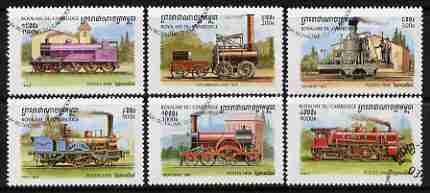Cambodia 1999 Steam Railways perf set of 6 cto used, SG 1832-37