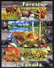 Kyrgyzstan 2004 Fauna of the World - Forests of Canada perf sheetlet containing 6 values cto used