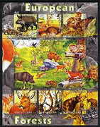 Kyrgyzstan 2004 Fauna of the World - European Forests perf sheetlet containing 6 values cto used