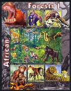 Kyrgyzstan 2004 Fauna of the World - African Forests #1 perf sheetlet containing 6 values cto used