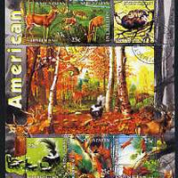 Kyrgyzstan 2004 Fauna of the World - American Forests perf sheetlet containing 6 values cto used