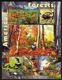 Kyrgyzstan 2004 Fauna of the World - American Forests perf sheetlet containing 6 values cto used