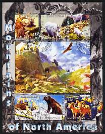 Kyrgyzstan 2004 Fauna of the World - Mountains of North America perf sheetlet containing 6 values cto used