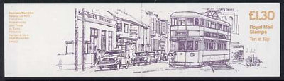 Great Britain 1984-85 Trams #1 (Swansea Mumbles) £1.30 folded booklet with cyl number in margin at left SG FL3A