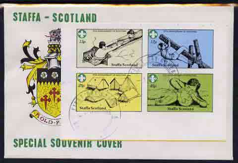 Staffa 1982 75th Anniversary of Scouting imperf set of 4 on cover with first day cancel