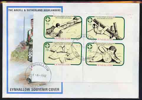 Eynhallow 1982 75th Anniversary of Scouting i,perf set of 4 on cover with first day cancel