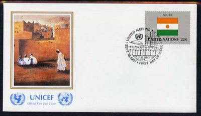 United Nations (NY) 1987 Flags of Member Nations #8 (Niger) on illustrated cover with special first day cancel
