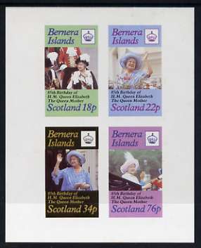Bernera 1985 Life & Times of HM Queen Mother imperf sheetlet of 4 values (18p, 22p, 34p & 76p) unmounted mint