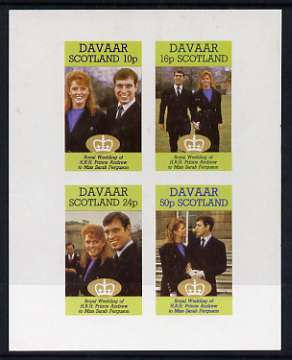 Davaar Island 1986 Royal Wedding imperf sheetlet of 4, unmounted mint