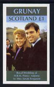 Grunay 1986 Royal Wedding imperf souvenir sheet (£1 value) unmounted mint