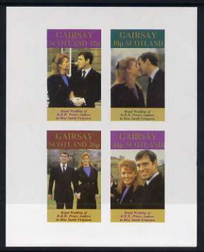 Gairsay 1986 Royal Wedding imperf sheetlet of 4, unmounted mint