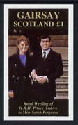 Gairsay 1986 Royal Wedding imperf souvenir sheet (£1 value) unmounted mint
