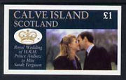 Calve Island 1986 Royal Wedding imperf souvenir sheet (£1 value) unmounted mint