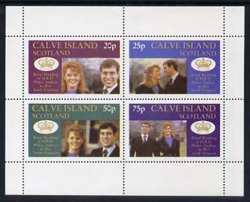 Calve Island 1986 Royal Wedding perf sheetlet of 4, unmounted mint