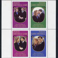 Eritrea 1986 Royal Wedding perf sheetlet of 4, unmounted mint