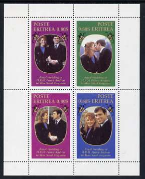 Eritrea 1986 Royal Wedding perf sheetlet of 4, unmounted mint