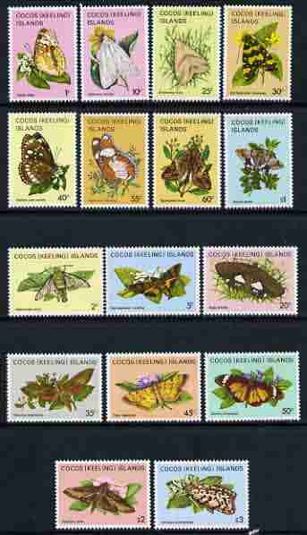 Cocos (Keeling) Islands 1982 Butterflies & Moths perf set of 16 values unmounted mint, SG 84-99