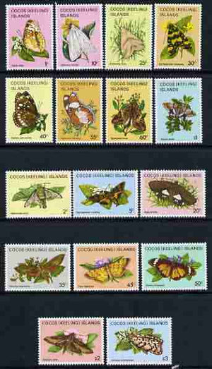 Cocos (Keeling) Islands 1982 Butterflies & Moths perf set of 16 values unmounted mint, SG 84-99