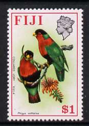 Fiji 1975-77 Birds & Flowers $1 (Collared Lory) unmounted mint, SG 519*