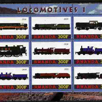 Rwanda 2010 Locomotives #1 perf sheetlet containing 9 values unmounted mint