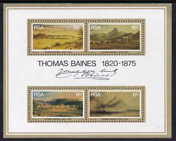 South Africa 1975 Death Centenary of Thomas Baines (painter) m/sheet containing set of 4 mounted mint, SG MS 383