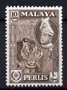 Malaya - Perlis 1957 Tiger 10c brown (from def set) unmounted mint, SG 34