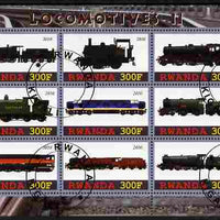 Rwanda 2010 Locomotives #2 perf sheetlet containing 9 values fine cto used