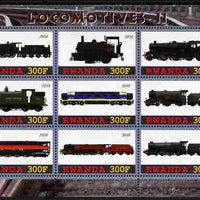 Rwanda 2010 Locomotives #2 perf sheetlet containing 9 values unmounted mint