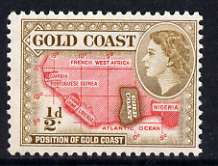 Gold Coast 1952-54 Map of West Africa 1/2d (yellow-brown) unmounted mint from def set, SG 153