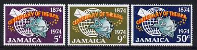 Jamaica 1974 Centenary of UPU perf set of 3 unmounted mint, SG 390-92