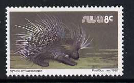 South West Africa 1980-89 Cape Porcupine 8c (chalky paper) from Wildlife Def set unmounted mint, SG 356a