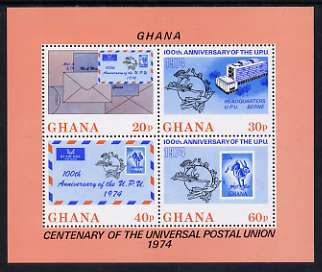 Ghana 1974 Centenary of UPU perf m/sheet unmounted mint, SG MS 709