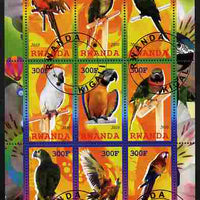 Rwanda 2010 Parrots perf sheetlet containing 9 values fine cto used