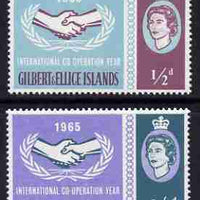 Gilbert & Ellice Islands 1965 International Co-operation Year perf set of 2 unmounted mint, SG 104-105*