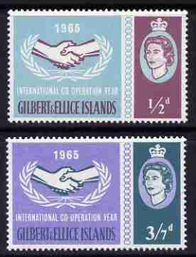 Gilbert & Ellice Islands 1965 International Co-operation Year perf set of 2 unmounted mint, SG 104-105*
