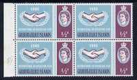 Gilbert & Ellice Islands 1965 International Co-operation Year 1/2d marginal block of 4 incl 'large flaw by arm' (R8/1)