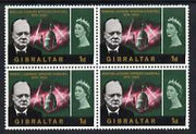 Gibraltar 1966 Churchill Commem 1d unmounted mint block of 4, one stamp with 'Broken N in WINSTON'