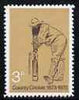 Great Britain 1973 County Cricket (W G Grace) 3p with gold (Queen's Head) omitted, a,'Maryland' perf 'unused' forgery, as SG 928a - the word Forgery is either handstamped or printed on the back and comes on a presentation card with descriptive notes