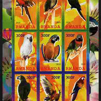 Rwanda 2010 Parrots perf sheetlet containing 9 values unmounted mint