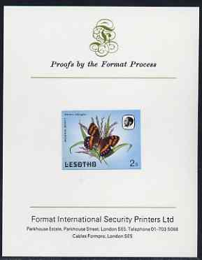 Lesotho 1984 Butterflies Mountain Beauty 2s imperf proof mounted on Format International proof card as SG 564
